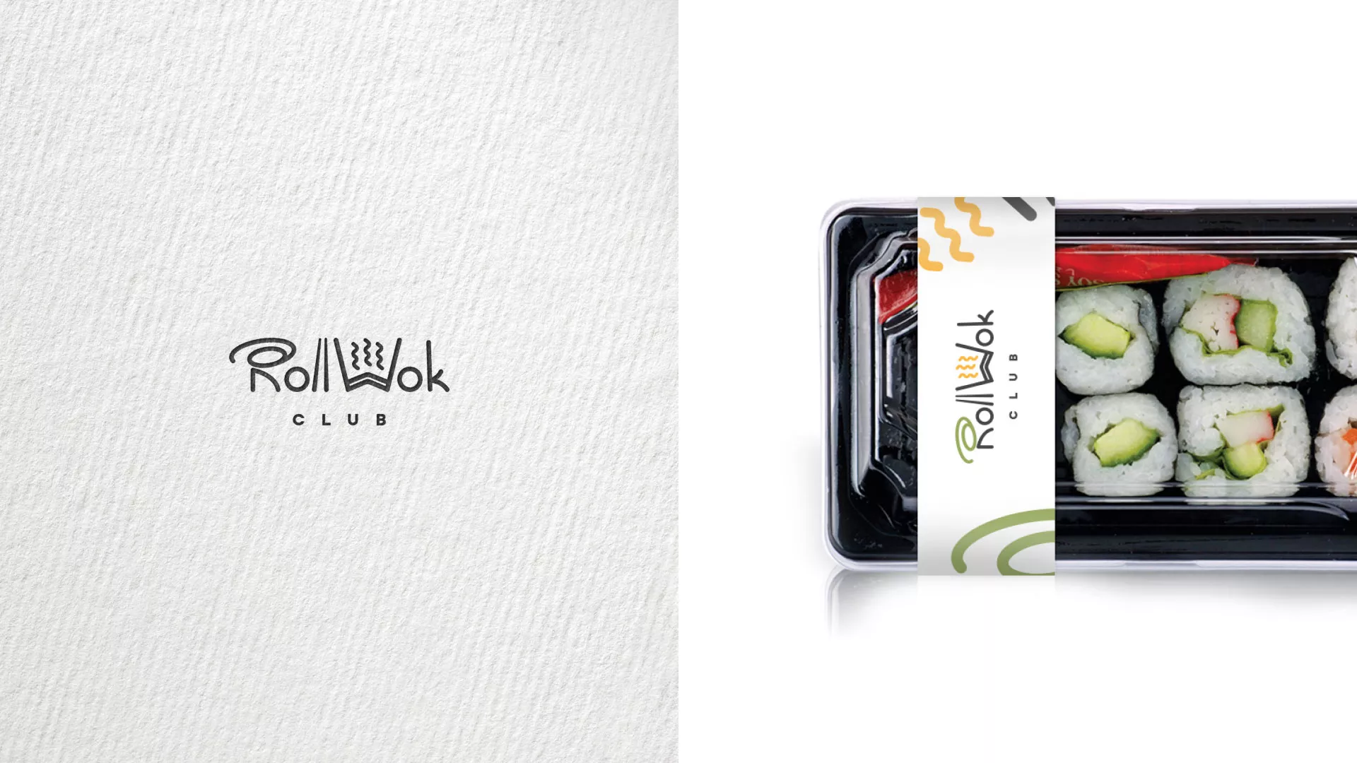 Разработка наклеек для суши-бара «Roll Wok Club» в Агрызе