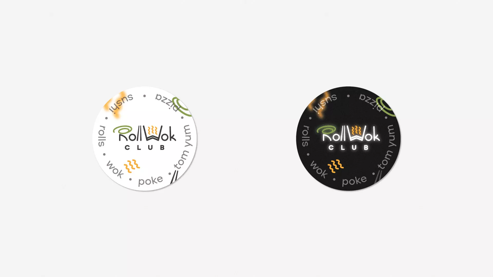 Разработка наклеек для суши-бара «Roll Wok Club» в Агрызе